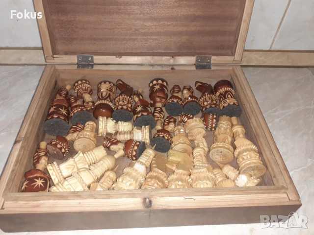 Стари руски - съветски фигури за шах дърворезба с кутия, снимка 4 - Антикварни и старинни предмети - 53353812