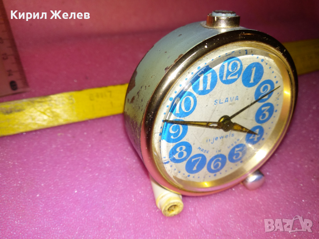 SLAVA MADE in USSR Стар КОЛЕКЦИОНЕРСКИ РУСКИ БУДИЛНИК МЕХАНИЧЕН НАСТОЛЕН ЧАСОВНИК СЛАВА СССР 43089, снимка 8 - Антикварни и старинни предмети - 44545479