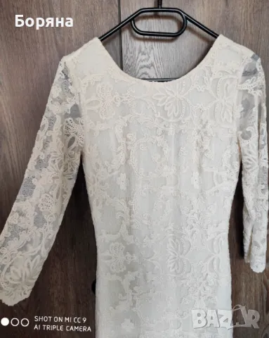 Mango нова с етикет дълга рокля екрю дантела, снимка 4 - Рокли - 49075917