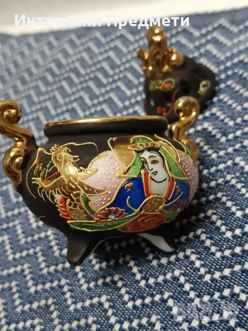 Малка Японска Ваза тип Satsuma, снимка 4 - Антикварни и старинни предмети - 50349840