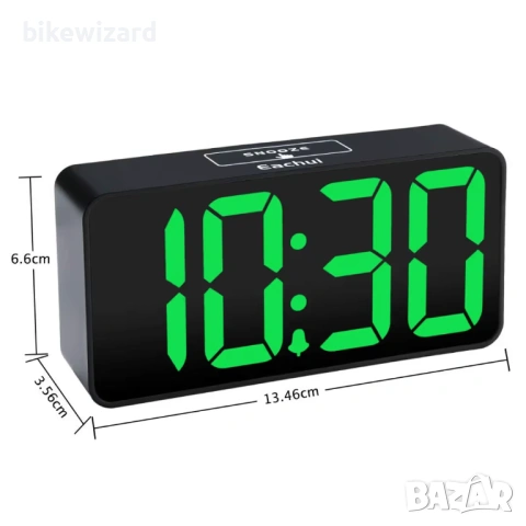 LED дигитален будилник с USB порт за зареждане – голям дисплей, черно и зелено НОВ, снимка 3 - Друга електроника - 53168498