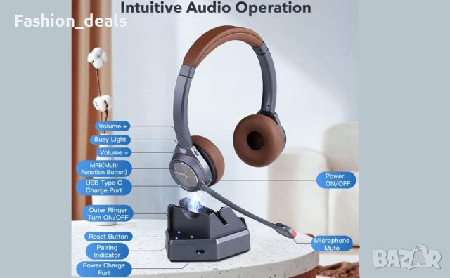 Нови Bluetooth слушалки с микрофон за компютър/донгъл за компютър, снимка 4 - Слушалки и портативни колонки - 41573001