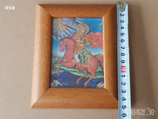Икона свети Димитър с дървена рамка, снимка 7 - Икони - 34134584