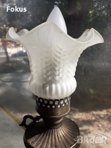 Стара месингова настолна нощна лампа, снимка 4 - Антикварни и старинни предмети - 51065904