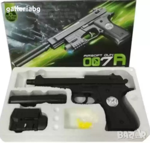 Еърсофт играчка пистолет с лазер и сачми - 007A AIRSOFT
