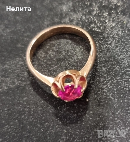 руски златен пръстен, снимка 2 - Колиета, медальони, синджири - 53389171