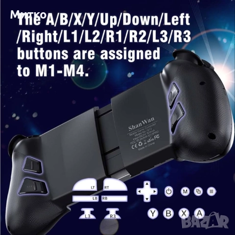 Мобилен контролер ShanWan за Android/iOS/iPhone 15, контролер за смартфон с регулируем джойстик, моб, снимка 7 - Други игри и конзоли - 52922385
