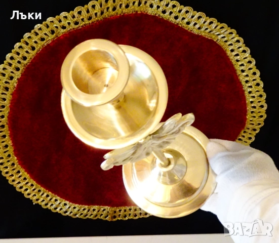 Бронзов свещник с барокова декорация,висок. , снимка 5 - Антикварни и старинни предмети - 51711033