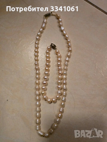 Колие и гривна естествени перли , снимка 2 - Бижутерийни комплекти - 53388847