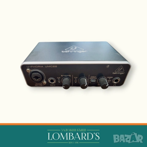 Behringer UMC22 U-Phoria SET USB аудио интерфейс, N: 106679, снимка 2 - Друга електроника - 53383016