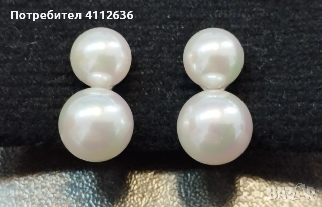 Сребърни обеци с перли и клипс на марката Majorica , снимка 2 - Обеци - 53221087