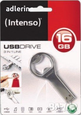 Intenso / Интензо 16 GB външна памет, флашка 16 ГБ, USB 2.0, интересен офис подарък отварачка, снимка 4 - Карти памет - 34534666