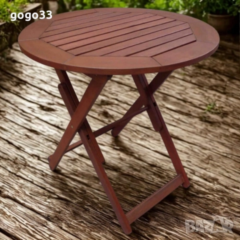 Маса сгъваема Muhler Meranti - Ø70xH74cm, дърво, снимка 3 - Други - 50276948
