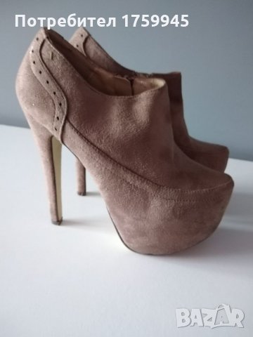 Дамски високи велурени обувки , снимка 1 - Дамски обувки на ток - 35900177
