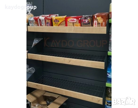 Стелаж за хляб, печива, пекарна, соленки, фурна, хлебарница, метален с дървен гръб НОВ!, снимка 5 - Стелажи и щандове - 51837225