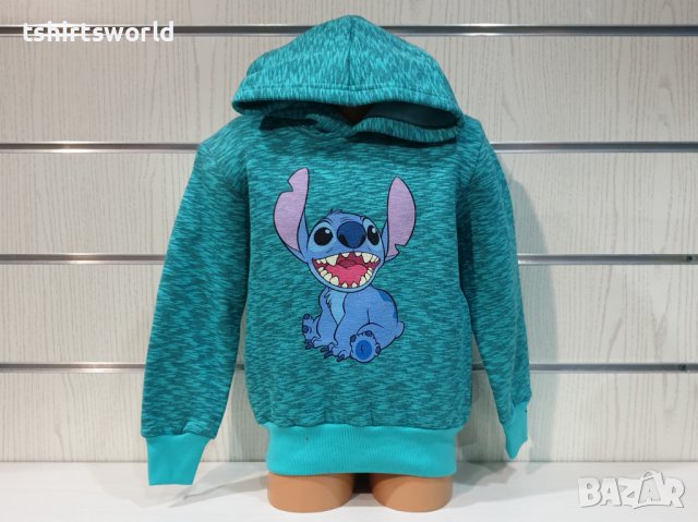 Нов детски суичър с дигитален печат Стич (Stitch) в цвят зелен меланж, снимка 6 - Детски анцузи и суичери - 38995993