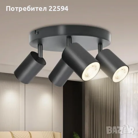 BOYIR LED таванска лампа 4-ка , завъртаща се , за кухня , всекидневна – Черна