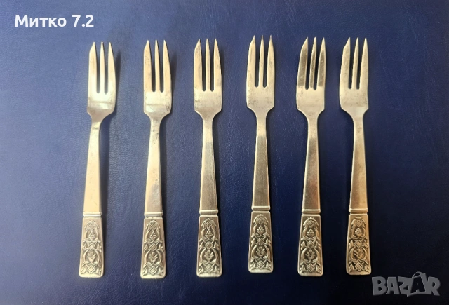 Стари антикварни посребрени  вилички 6 бр., снимка 3 - Антикварни и старинни предмети - 53796626