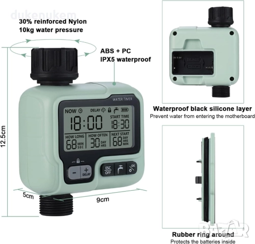 Програматор за напояване, таймер, 1 изход, автоматично поливане, 4 изхода, 16 индивидуални програми , снимка 7 - Други - 52711109
