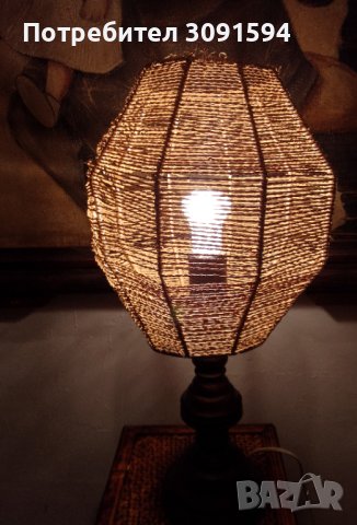 стара лампа дърво и канап, снимка 2 - Антикварни и старинни предмети - 42318858
