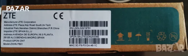ZTE - ZXHN F601 GPON оптичен мрежов терминал (ONT), снимка 4 - Мрежови адаптери - 56045741