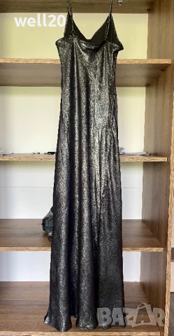 Сребриста дълга рокля, снимка 3 - Рокли - 51005276