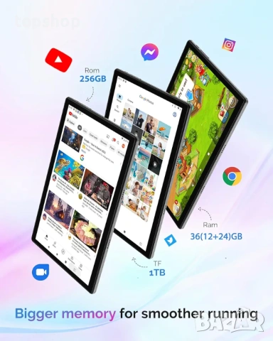 Мощен Таблет PIXPEAK 10.1" – Android 14, 36GB RAM, Пълен Комплект с Клавиатура и Мишка! , снимка 7 - Таблети - 53839850