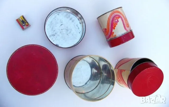 К-т Румънски Кръгли Метални КУТИИ с Капаци Тенеке Контейнери за Съхранение Кашпи за Разсад БАРТЕР, снимка 2 - Саксии и кашпи - 48542602