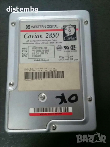 Western Digital Wdac2850-00f Caviar 2850 твърд диск 853.6mb, снимка 1 - Твърди дискове - 36123110