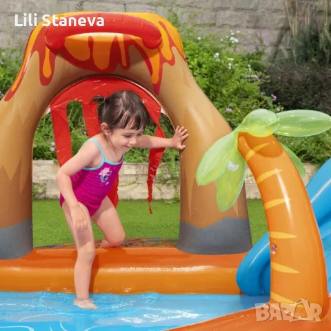 Голям детски надуваем аквапарк Bestway Lava Lagoon - Пързалка, фонтан, и улеи за топки 265x265 см., снимка 5 - Басейни и аксесоари - 55905640