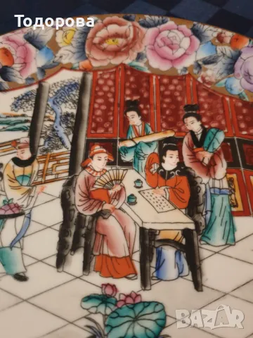 Порцеланова ръчно рисувана антикварна чиния-HAND-PAINTED ROYAL SATSUMA, снимка 4 - Сервизи - 48550198