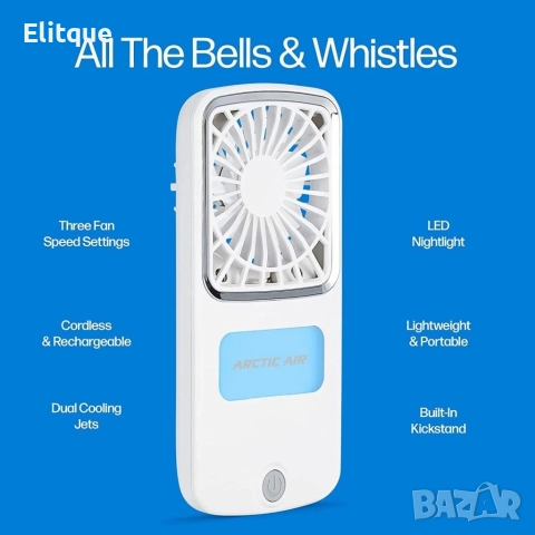 Преносим безжичен джобен вентилатор Arctic Air AAPKT с USB зареждане и лед дисплей, снимка 8 - Друга електроника - 52864757