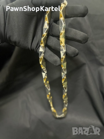 Златен синджир от бяло и жълто злато – масивен модел, снимка 3 - Колиета, медальони, синджири - 53401888