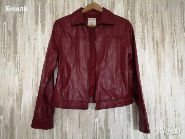 Zara дамско яке от изкуствена кожа в червен цвят р-р S, снимка 5 - Якета - 44518164