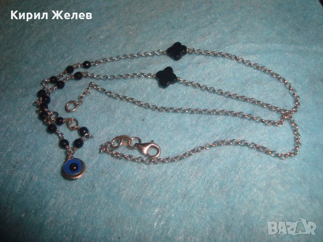 КРАСИВО СРЕБЪРНО ЕФИРНО КОЛИЕ СРЕБРО 925 с ВЕНЕЦИАНСКО СТЪКЛО 25810, снимка 4 - Колиета, медальони, синджири - 35719874