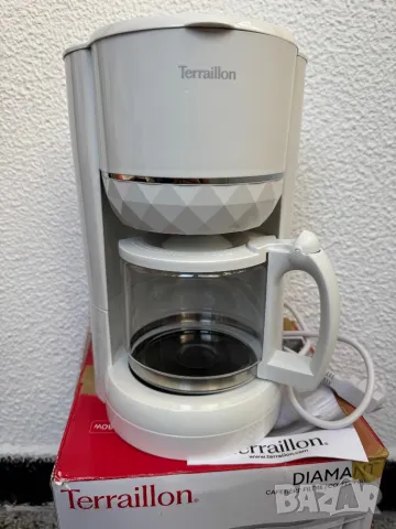 Шварц Кафемашина Terraillon Cafetière Filtre Diamant Blanc – 1,25L, 980W, Филтрираща Кафеварка!, снимка 1