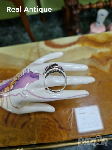 Превъзходен изключително красив антикварен френски сребърен пръстен , снимка 6 - Пръстени - 44527152