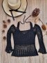Дамска блуза, черна, къса, с дълъг ръкав, прозрачна  - модел 16, снимка 1 - Блузи с дълъг ръкав и пуловери - 39752681