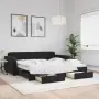 vidaXL Канапе с изтеглящо легло и чекмеджета черно 100x200 см кадифе（SKU: 3196988）, снимка 2