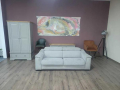 Сив диван от плат тройка с функция сън, снимка 1 - Дивани и мека мебел - 44701523