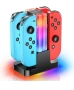 Зарядна станция Wenocally за Nintendo Switch + 2 безжични геймпада – RGB стойка, снимка 1
