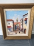 65х57см/стара картина масло върху платно/градски пейзаж-джамия/Мароко-Африка/дървена рамка, снимка 1