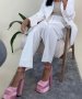 Сандали на ток - розов сатен - VS1, снимка 1 - Дамски обувки на ток - 35714979