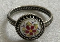 Старинен съветски пръстен с рисуван порцелан , снимка 2