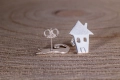 Сребърни обеци котка и къща, снимка 2