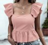 Розов Топ С Ефектег Гръб, снимка 2