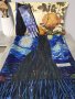 Кашмирен шал с принт на картина по творби на известни художници в комплект с ръкавици, снимка 3