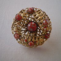 брошка Винтидж червени камани на петна - яспис, снимка 6 - Антикварни и старинни предмети - 40474152