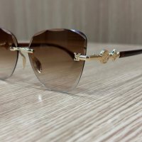 Кафеви стъкла златни елементи Слънчеви очила LV, снимка 1 - Слънчеви и диоптрични очила - 44529843