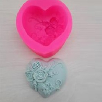 Сърце с рози и декорация силиконов молд форма фондан шоколад гипс смола сапун , снимка 1 - Форми - 44673714